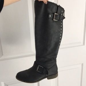 Madden Girl Grey Studded Riding Boots